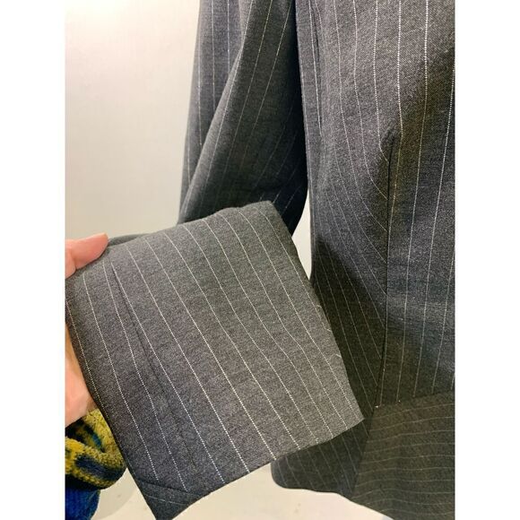 Bebe Gray Metallic Trim Striped Blazer Size 10 - Picture 6 of 10